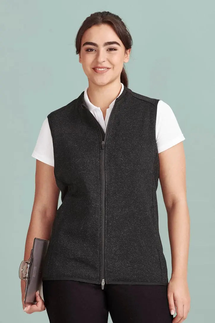 Biz Care Nova Womens Knit Vest CO343LV Flash Uniforms Black Marle XS